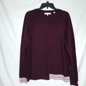 CHINTI+PARKER Wool/Cashmere Women's Burgundy Pullover Crewneck Sweater LARGE